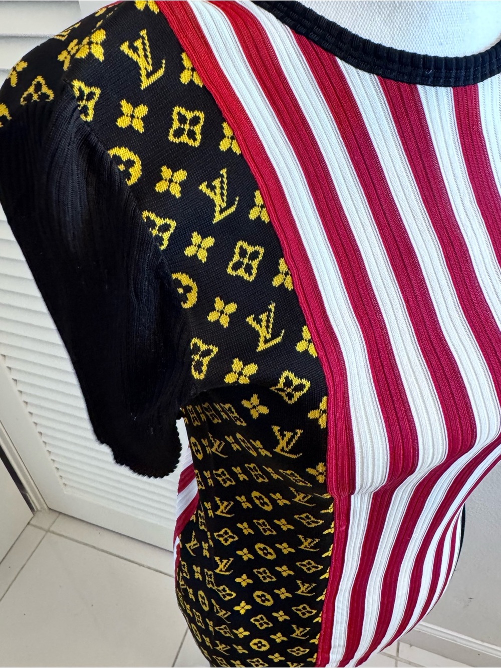 Louis Vuitton authentic Black, Yellow & Red Striped Monogram Knit dress size S - Picture 1 of 6